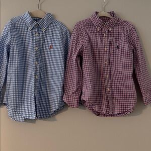 Set of Two Ralph Lauren Kids' Blue and Red Checkered Shirts